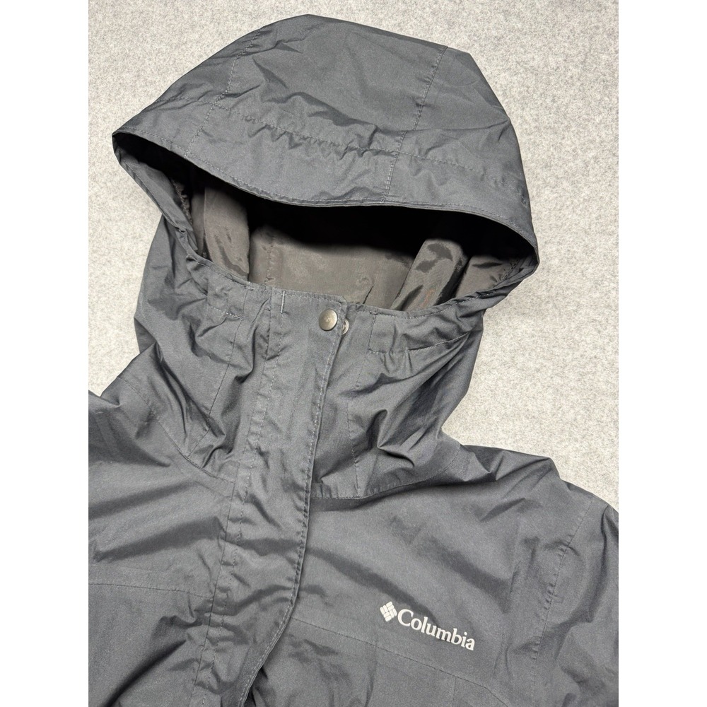 Columbia Rain Jacket Womens Medium Black Arcadia II Hooded Full Zip Windbreaker